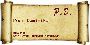 Puer Dominika névjegykártya